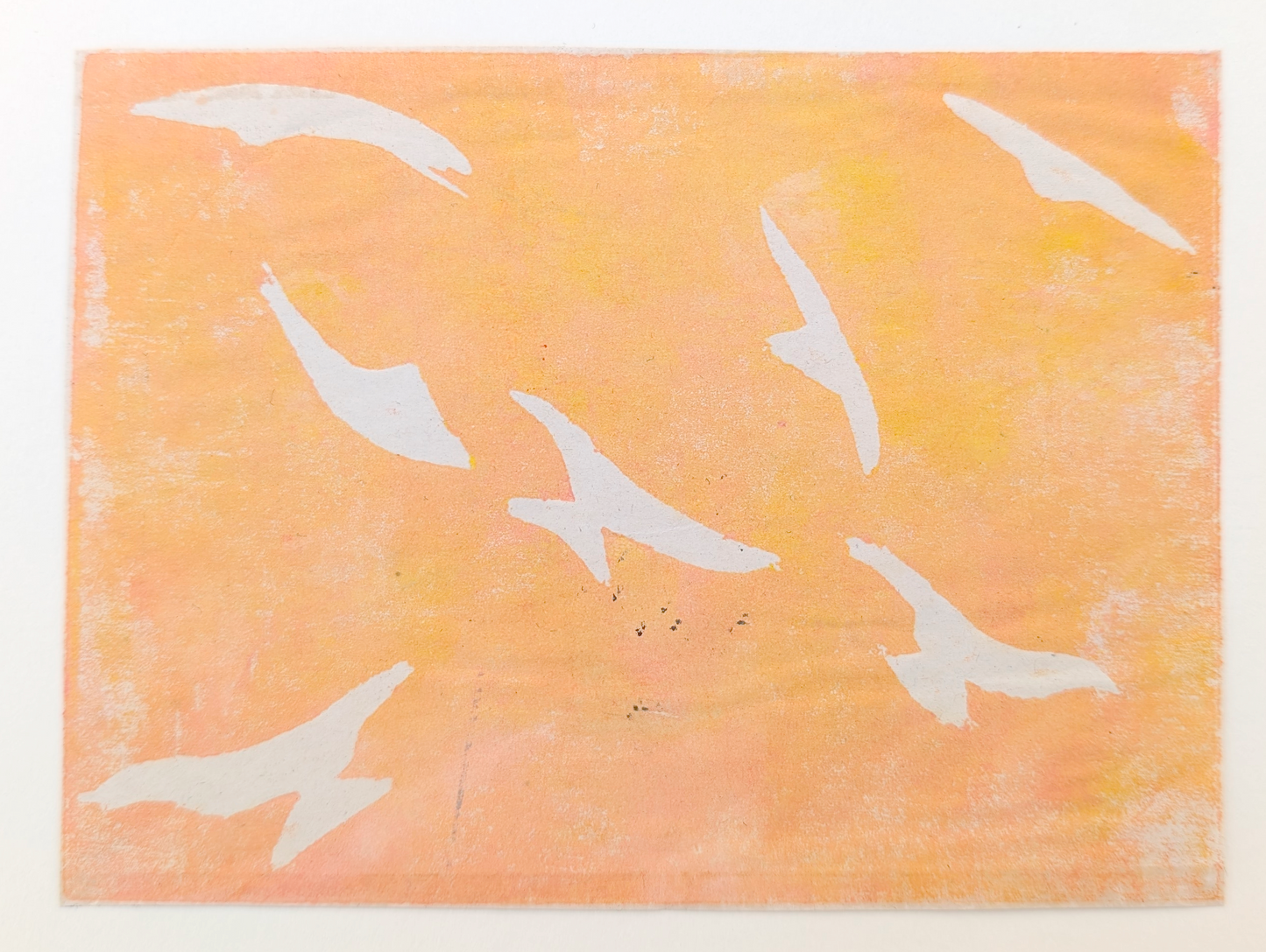 Apricot Gulls | Lino Print