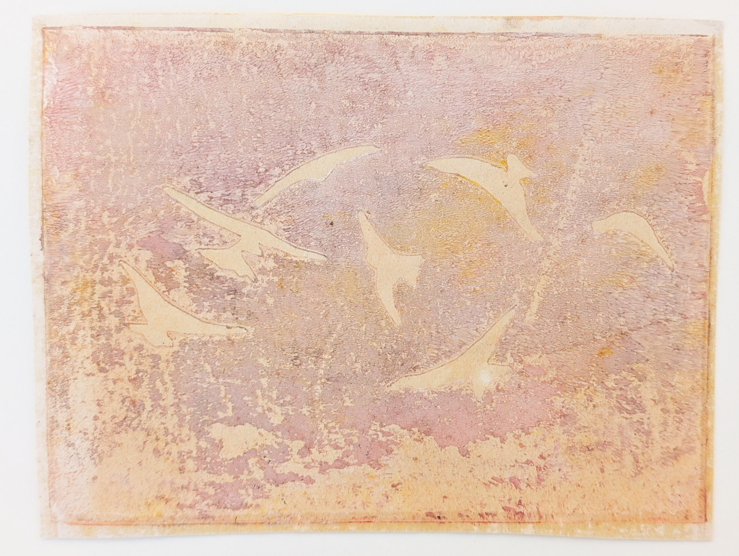 Mauve Gulls | Lino Print