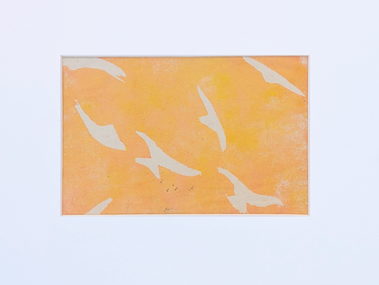 Apricot Gulls | Lino Print