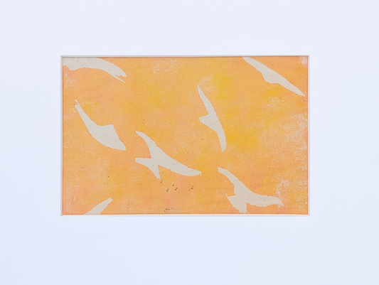 Apricot Gulls | Lino Print