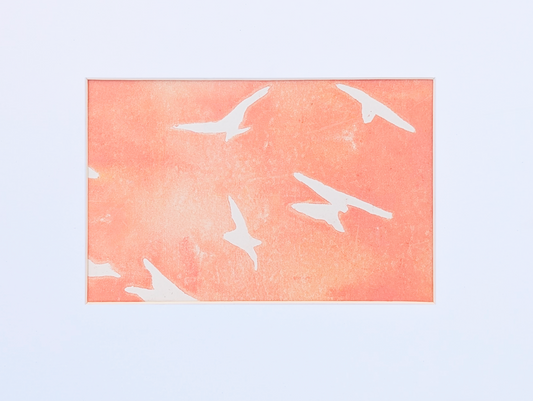 Coral Gulls | Lino Print