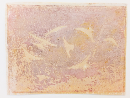Mauve Gulls | Lino Print